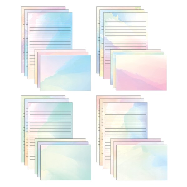 Better Office Products Mini Stationery Set, 50 Lined Watercolor Sheets+50 Env, 5.5in. x 8.25in. 12 Unique Designs, 100PK 63905 - main